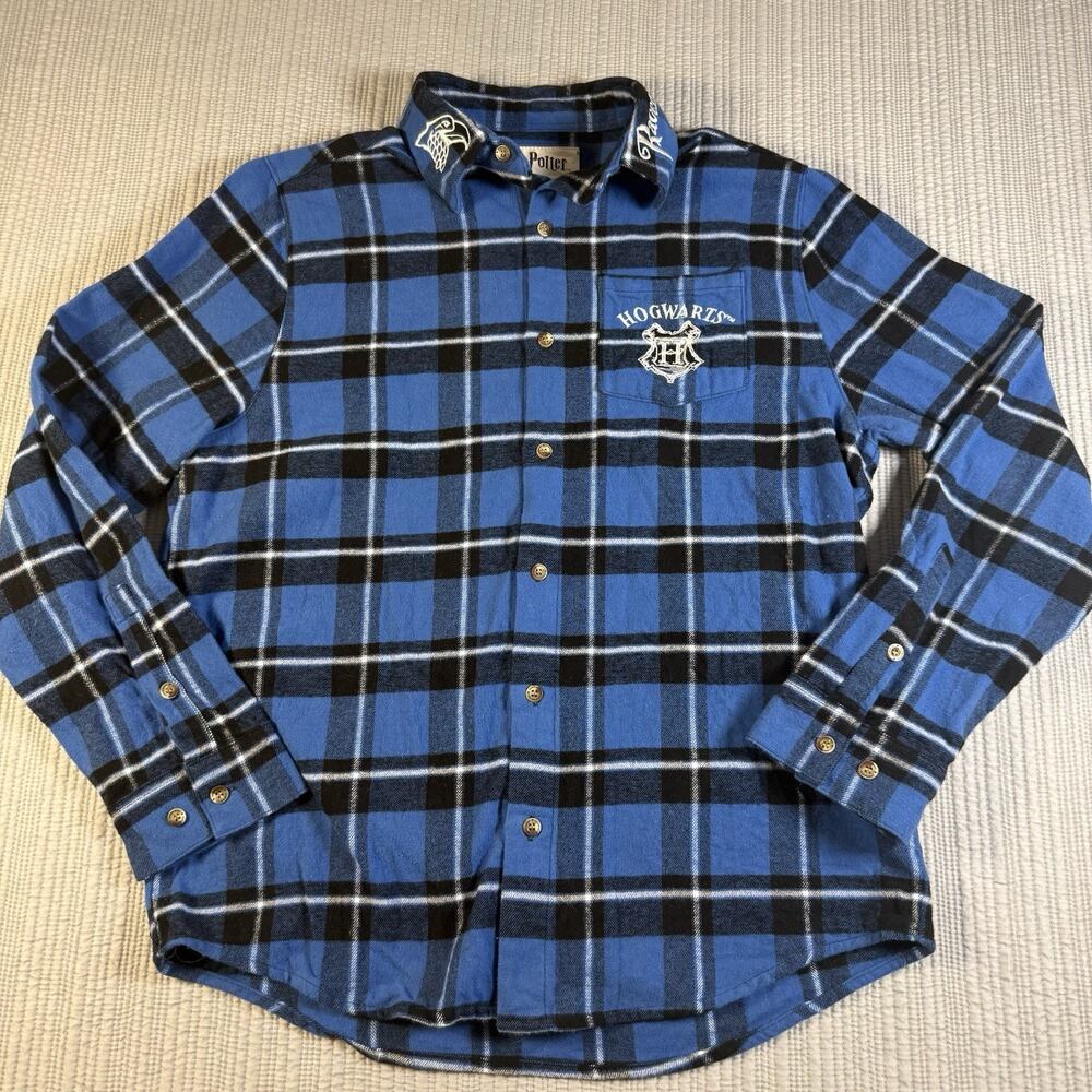 Harry Potter Flannel Shirt Whimsigoth Cottagecore Ravenclaw Hogwarts Mens M Blue